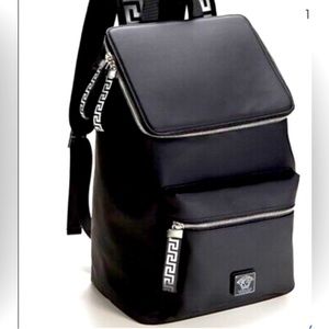 Versace Perfums Black/ Silver Nylon Backpack